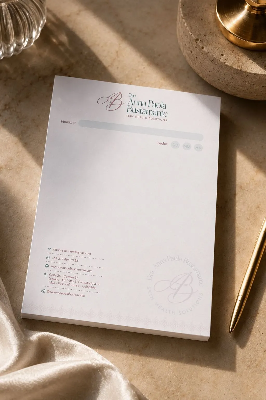 Notepad with the brand identity