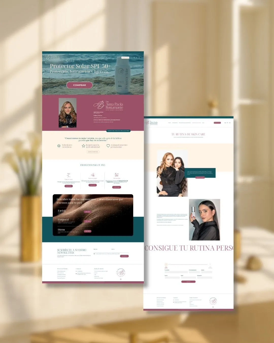 Website design across two pages