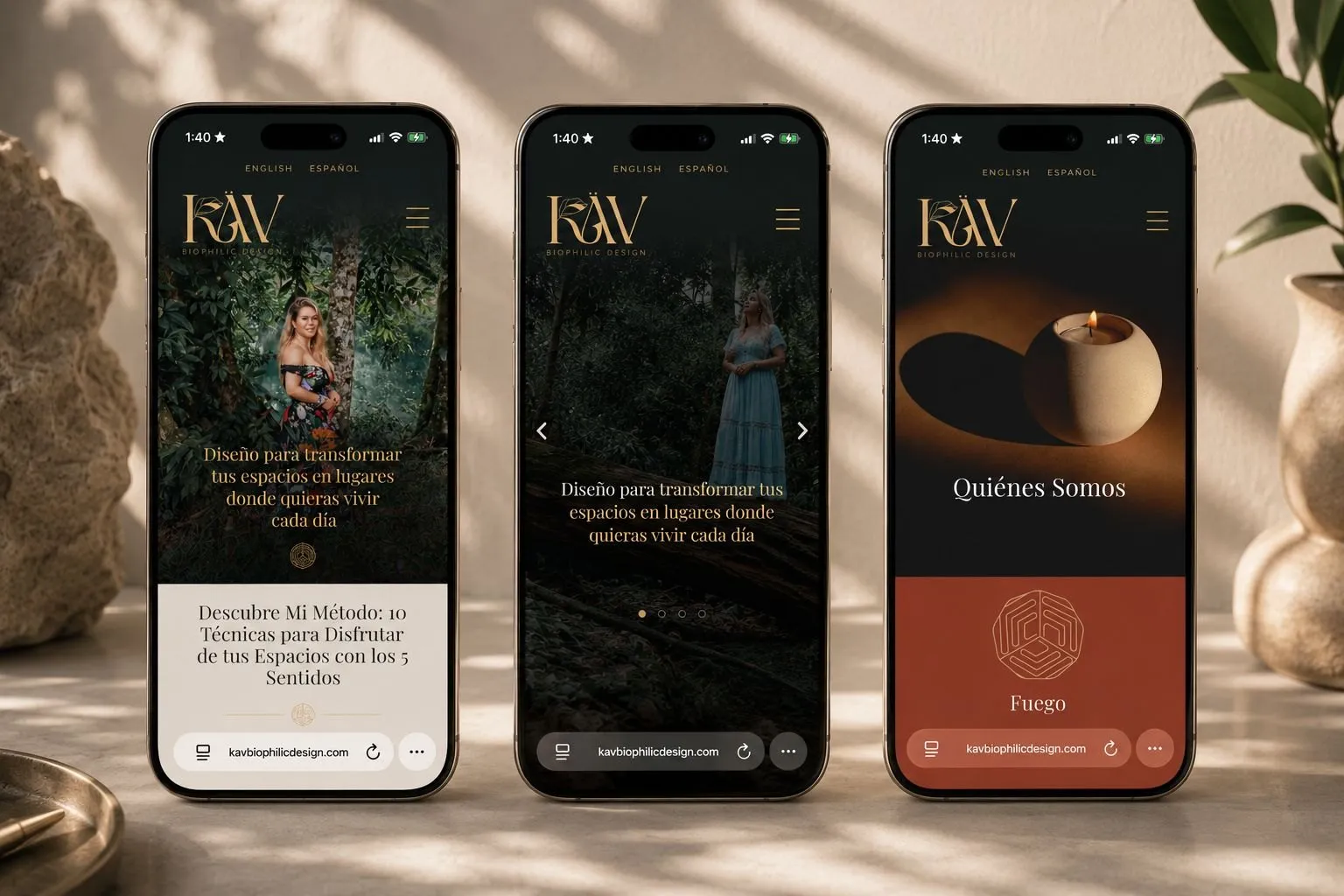 Website on three phones