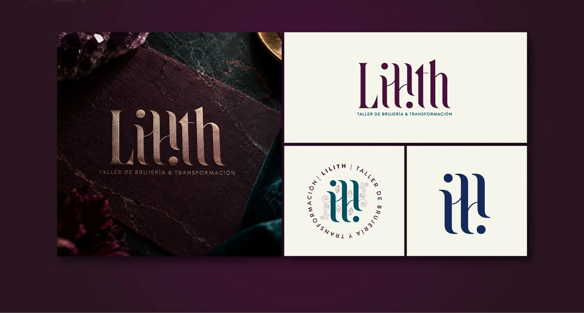 Lilith logo in foil, with its monogram and versions